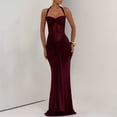 thumbnail image 6 of Mifsaly Womens Halter Neck Bodycon Dresses Maxi Mesh Patchwork Party Club Dress Sleeveless Elegant Going Out Date Evening Gowns S, 6 of 6