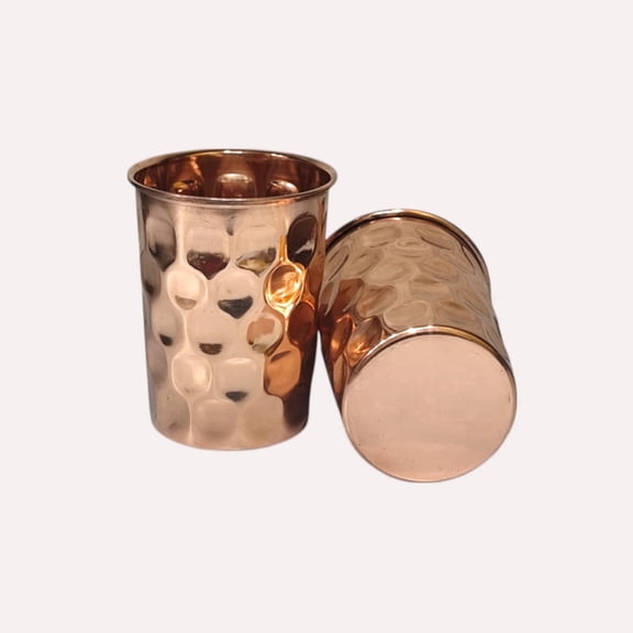 BUYERWELL 10 oz Handmade Brown Diamond Hammered Copper Beverage Glasses Set of 4
