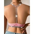 thumbnail image 3 of 2 Piece Women Sexy Bras Triangle Cups Wireless Bralette Spaghetti Straps Front Closure Crop Bras Deep V Neck Silver Straps Bra Tops Underwear, 3 of 6