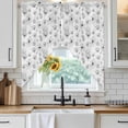 thumbnail image 4 of Gray Spring Floral Kitchen Window Curtains, Swag Curtains Valance for Bedroom Living Room Bathroom, Summer Botanical Floral Watercolor Rod Pocket Window Curtain Block Drapes 2 Panels 28"x36", 4 of 9