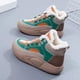 thumbnail image 1 of Botas de nieve Mujer Zapatos planos Patchwork PU Cuero Corto para invierno (37) Verde Wdftyju Tenis De Mujer Tenis De Hombre, 1 of 6