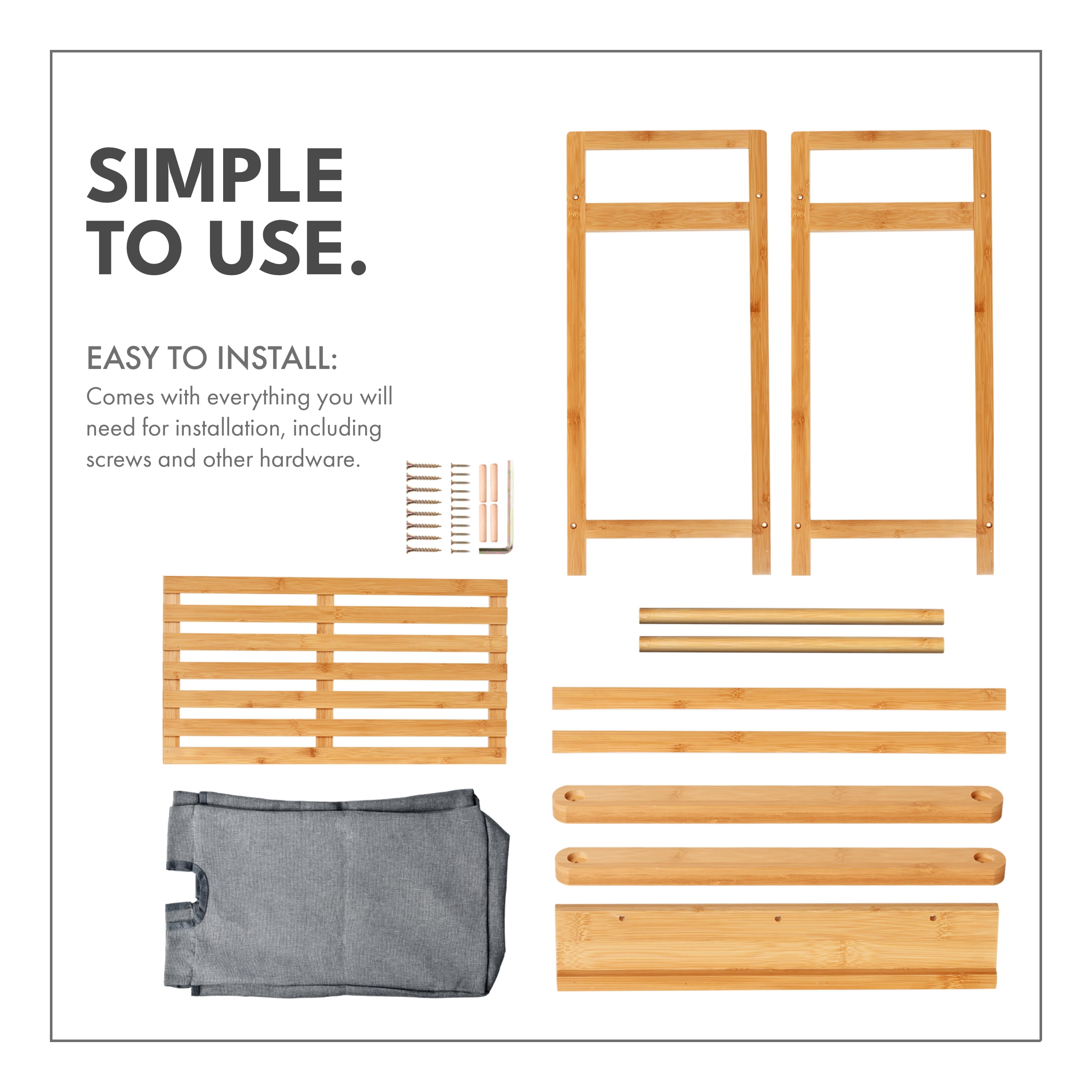ToiletTree Products Dual Laundry Hamper with Shelf Bamboo Laundry Basket Organizer