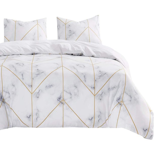 Wake In Cloud Marble Comforter Set Grey Gray Black And White With Gold Geometric Lines Modern Pattern Printed Soft Microfiber Bedding 3pcs Queen Size Com - Black And Gold Modern Bedding Wake In Cloud Marble Comforter Set Grey Gray Black And White With Gold Geometric Lines Modern Pattern Printed Soft Microfiber Bedding 3pcs Queen Size Com - Black And Gold Modern Bedding