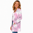 thumbnail image 2 of Women's Plus Size Pink Tie Dye Cardigan, Long Sleeve Open Front Tunic with Pockets, 2 of 8