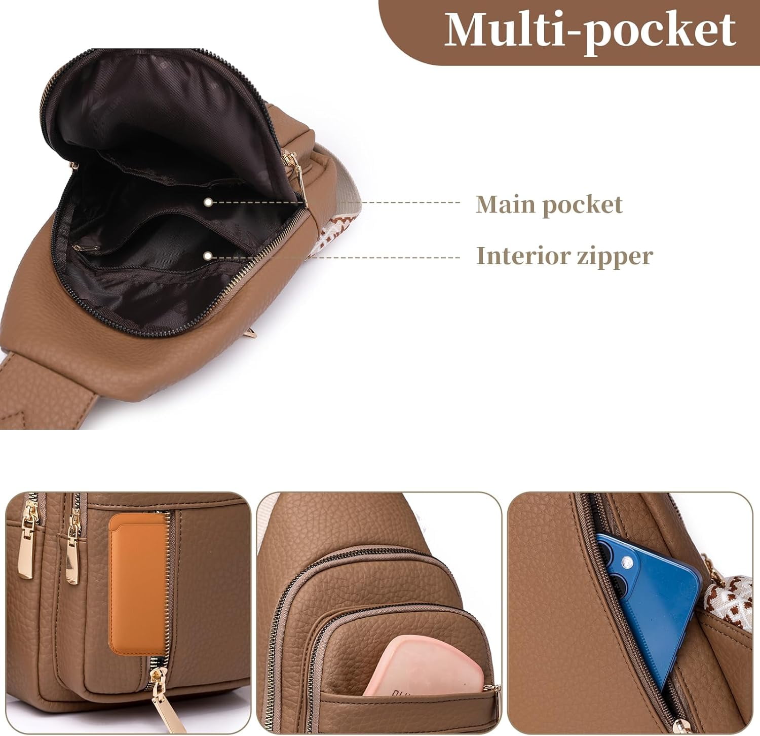 Small Sling Bag for Women Vegan Leather Fanny Pack Crossbody Bag for Women Casual Daypack for Travel Chest Bag