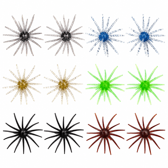 Urchin Baits for Bass Fishing, 12Pcs Sea Urchin Bait Soft TPE Dice Bait, Fuzzy Creature Bass Bait with Flexible Tentacles, Multi-Color Urchin Bait for Drop Shot, Wacky Rig, Jig Head Rig