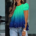 thumbnail image 2 of Blusa para mujer Moda Corbata con volantes Camisas de cuello alto Puff plisado fluido Camiseta de manga corta Túnica Tops de verano Pompotops hfajkhk129414, 2 of 4