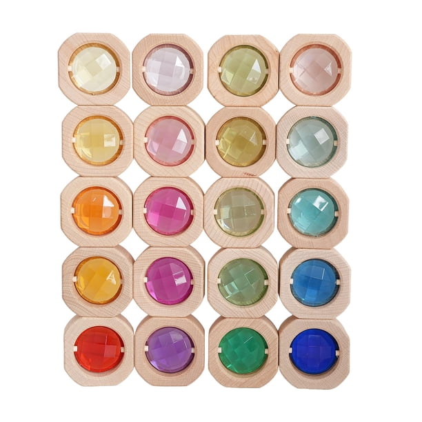 Bloques de Madera de 20 Piezas, Juguetes Apilables, Juego Educativo de Apilamiento de , Bloques Acrílicos Coloridos para Niños, Regalo de Cump