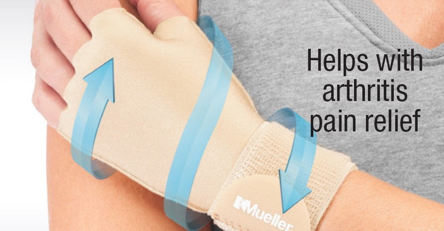 (2 pack) Mueller Compression & Support Beige Glove, Moderate Support, Single Glove, Unisex, Small/Medium