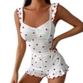 thumbnail image 5 of Tnhcen Women's Heart Print Ruffled Cami Top & Short Shorts Pajama Set Sleepwear Loungewear for Women S-2XL Casual Comfortable Home Wear Outfit, 5 of 5