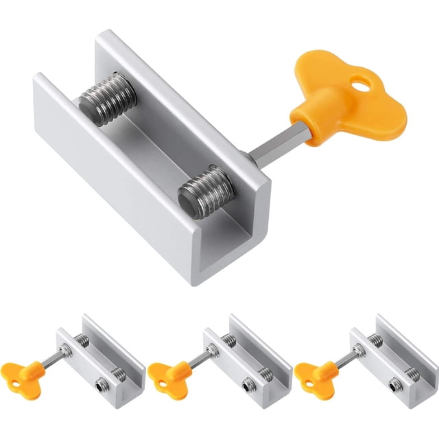 YQHWQ 4 Sets Sliding Window Locks Window Door Security Locks Window Stops Window Security Bars with Key Adjustable Aluminum Window Security Locks for Home Bedroom School and Office Sets