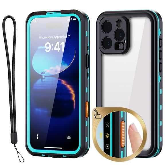 Dteck for iPhone 16 Pro Max Case with Camera Control Button, Waterproof with Built-in Screen Protector Military Grade Shockproof Dustproof Full Body Protective Phone Case for iPhone 16 Pro Max,Blue
