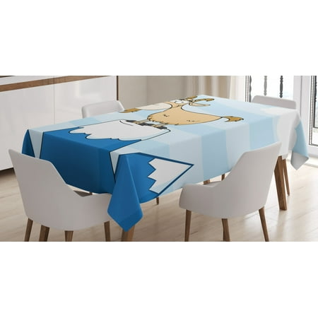 

Goat Tablecloth Doodle Cartoon Goat Smiling and Standing on Top of Mountain Pick Digital Illustration Rectangular Table Cover for Dining Room Kitchen 52 X 70 Inches Multicolor by Ambesonne