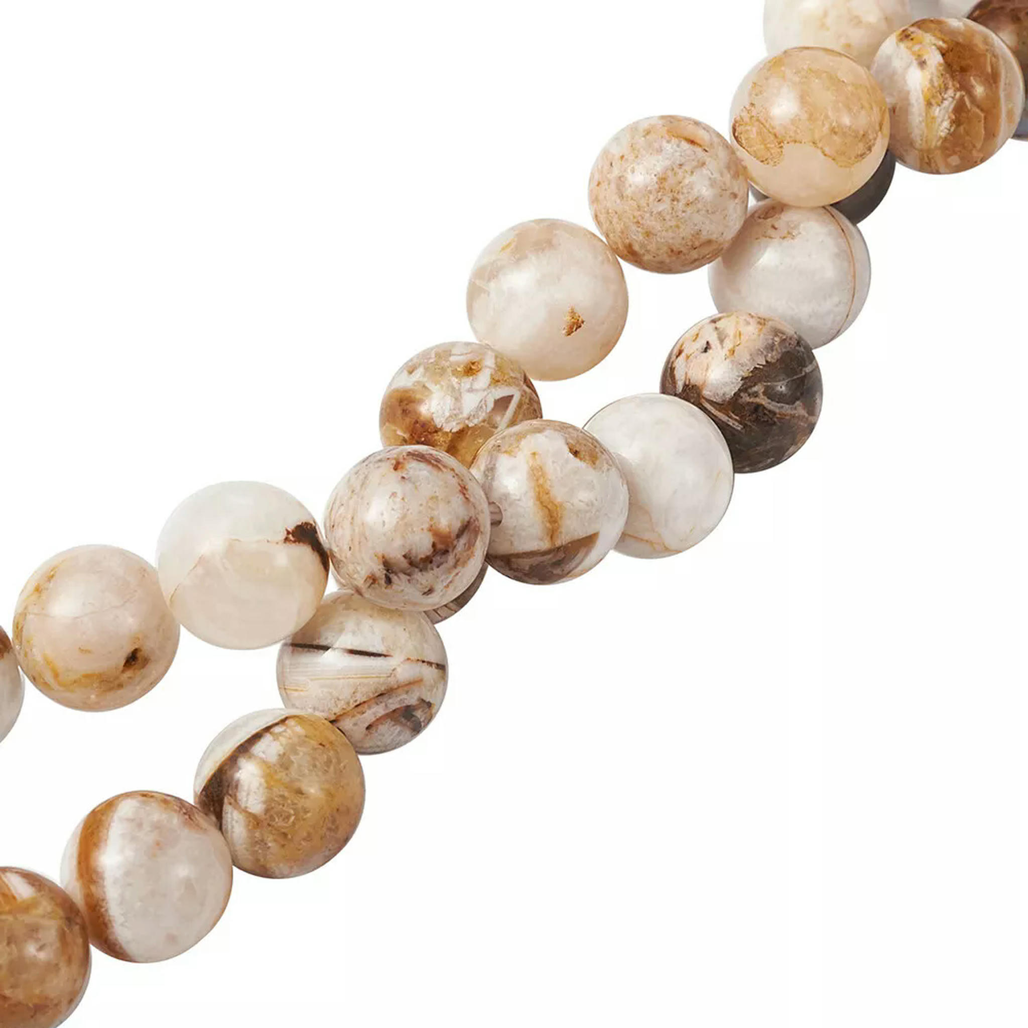 EOEMY 46Pcs Natural America Petrified Wood Beads Round Smooth Loose Spacer Craft 8mm