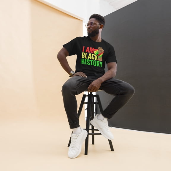 I Am Black History Juneteenth Month African American Pride Graphic classic tee (Black, S)