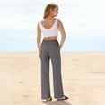 thumbnail image 7 of Womens Casual Wide Leg Pants Summer Beach Drawstring Palazzo Trousers Elastic Wasited Slacks with Pockets Gray 2XL, 7 of 7