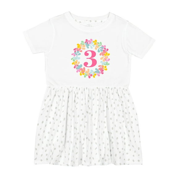 Inktastic 3rd Birthday Flower Wreath 3 Year Old Girl Girls Toddler Dress