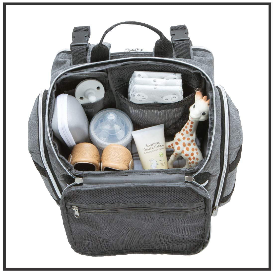 Baby Brezza Ultimate Changing Station Diaper Bag with 17 Pockets, Gray