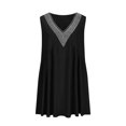 thumbnail image 5 of Fashion 2024 Olyvenn Women Summer V Neck Lace Trim Tank Dress Solid Loose Fit Ruffle A Line Swing Short Dresses Black 10, 5 of 5