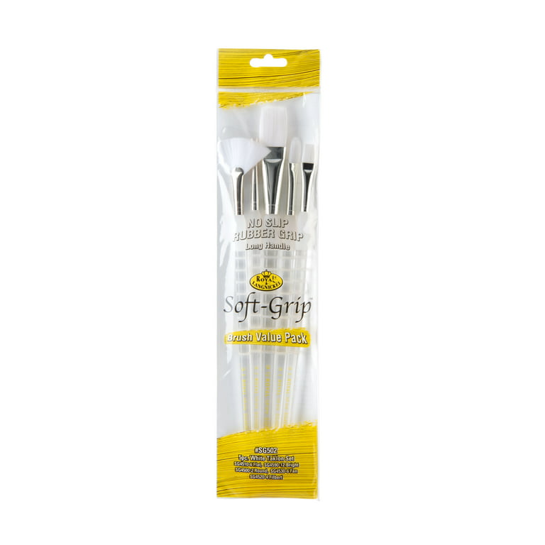 Royal & Langnickel - 5pc Soft Grip Long Handle Artist Paint Brush Set -  Round Variety 