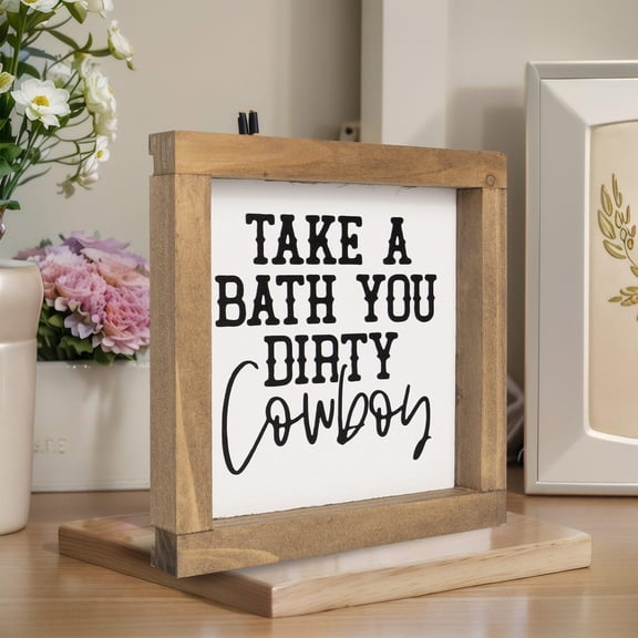 Western Bathroom Decor Southwestern Cowboy Wall Art Take A Bath You Dirty Cowboy Wooden Restroom Signs Country Shelf Table Rustic Home Black Decoration
