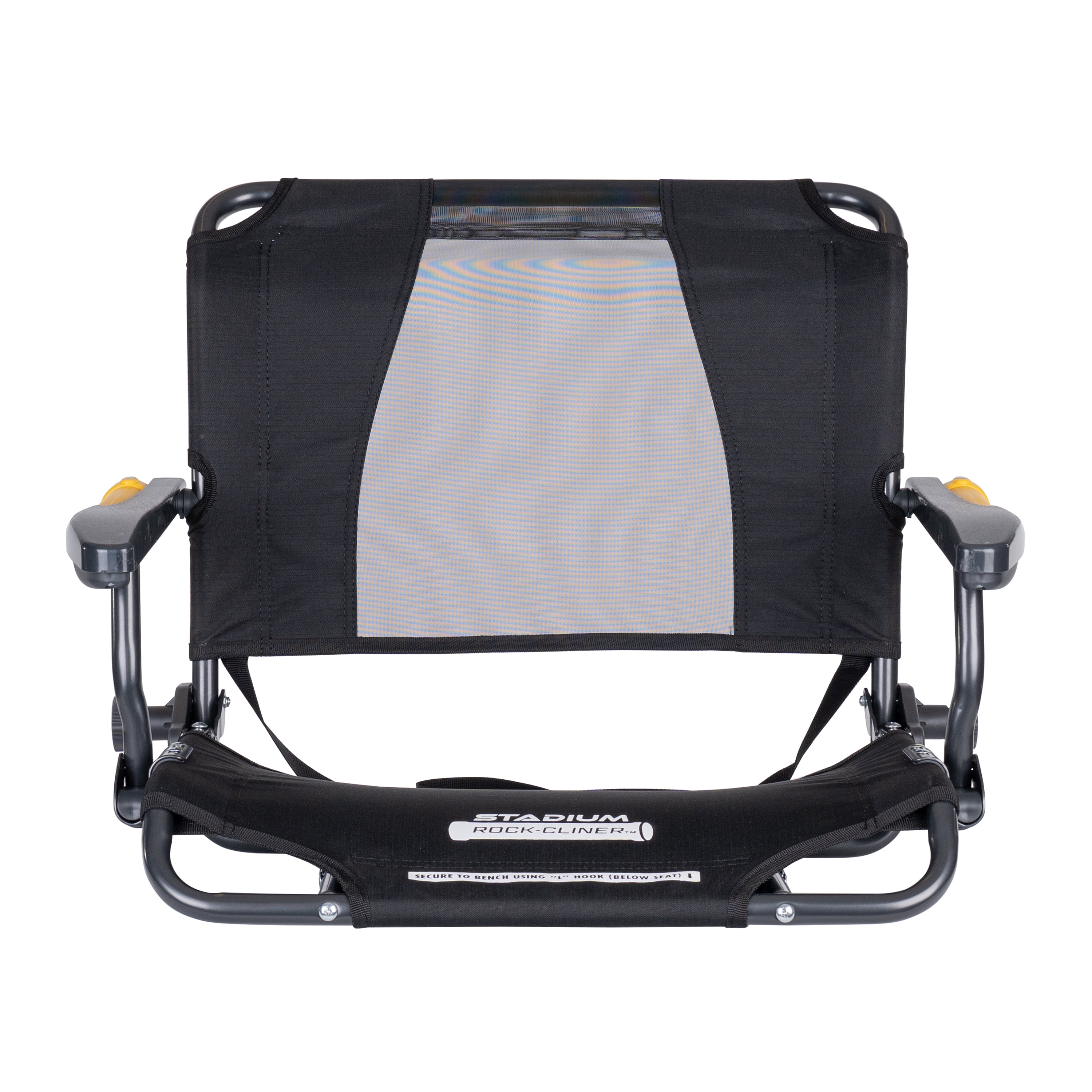 GCI Outdoor Stadium Rock-Cliner Black Rocking Stadium Seat for Bleachers with Back Support and Armrests