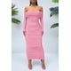 thumbnail image 4 of Vestido PRETTYGARDEN Maxi Rosa con Hombros Descubiertos, Plisado y Abertura, Talla S, 4 of 8