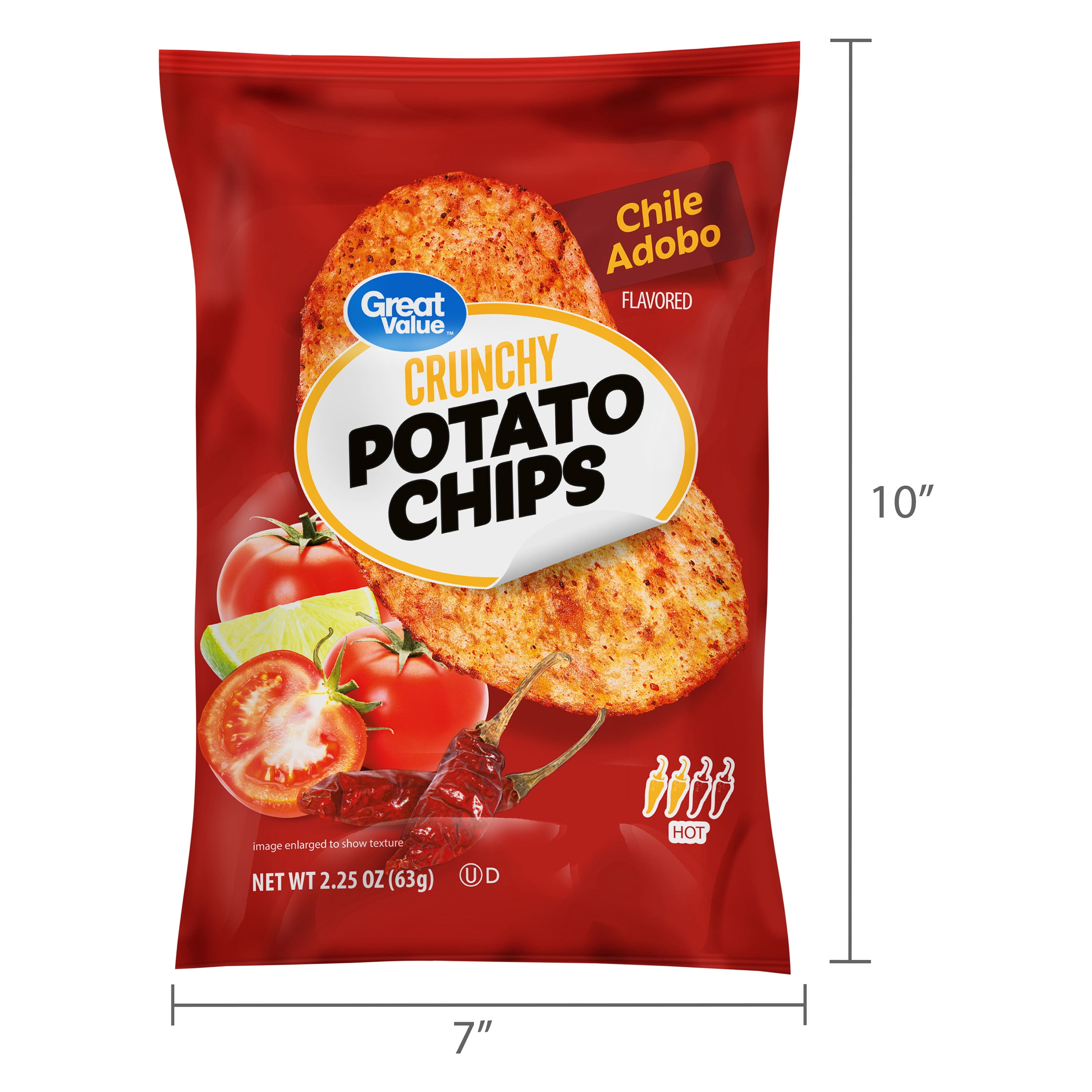 Great Value Chile Adobo Flavored Potato Chips, 2.25 oz Bag