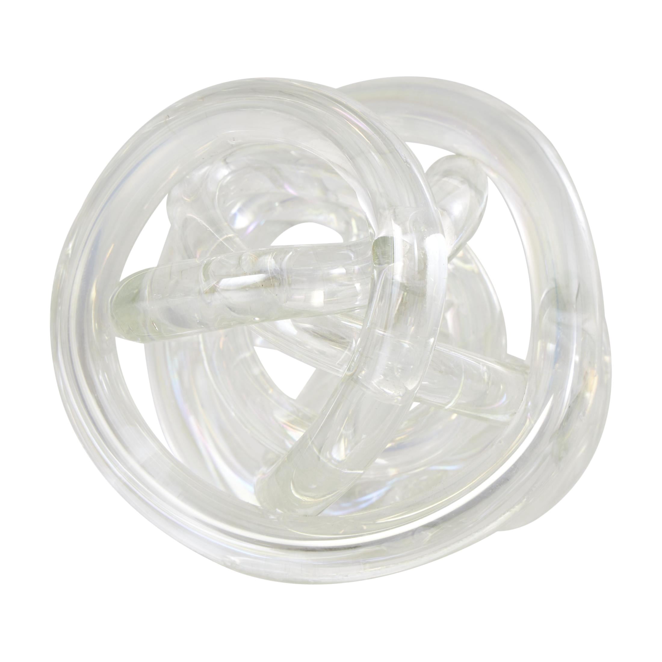 5", 4", 4"W Clear Glass Knotted Ball Knot Sculpture, by DecMode (3 Count)