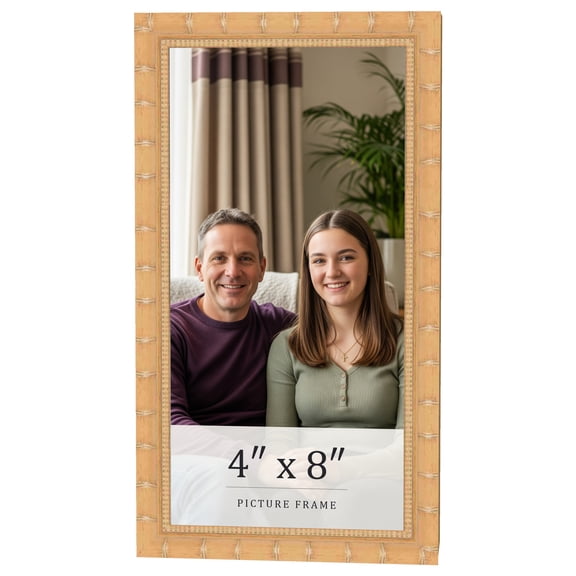 4x8 In Light Brown Bamboo Real Wood Picture Frame Width 1.5 inches | Interior Frame Depth 0.5