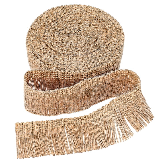5.5 Yards 1.46" Wide Burlap Fringe Tassel Trim Jute Lace Sewing Chainette Fringe Fibre Trimmings Flat Jute Cord Hemp Rope Brush Basic Trim for making