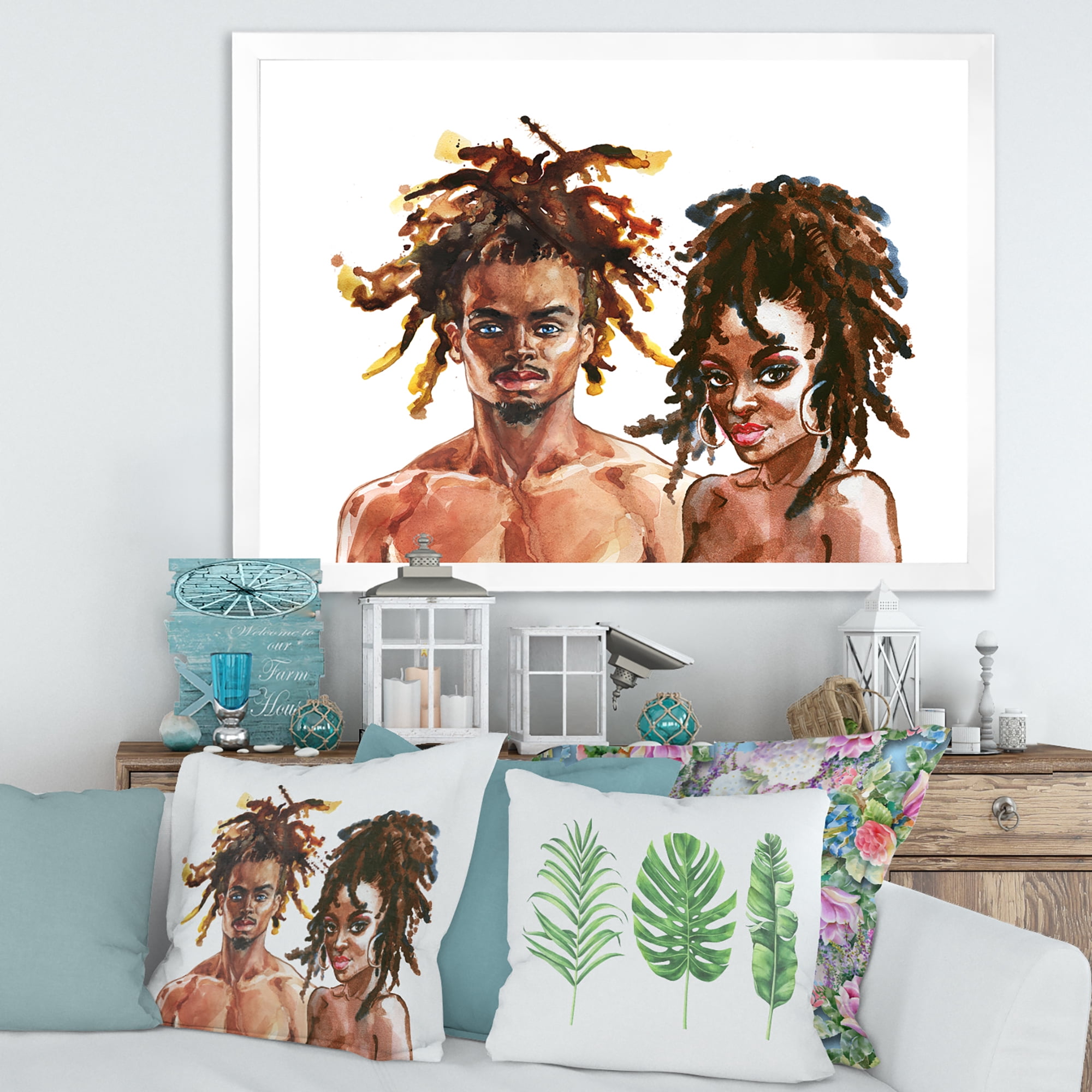 Designart 'Portrait of African American Couple' Modern Framed Art Print