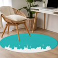thumbnail image 5 of Teal Green Painting Round Living Room Rugs 3.3 ft, Abstract Art Teal Painting Washable Area Rug with Non-Slip Sturdy Edge Binding Round Front Door Mat Floor Carpet for Entryway, 5 of 9