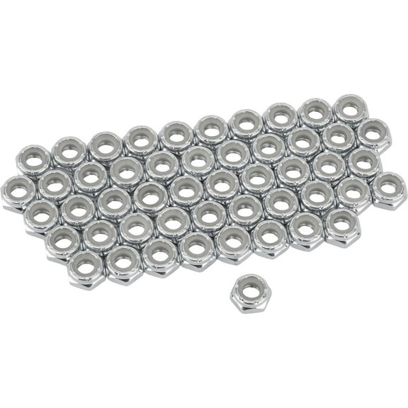 Steel Fine Thread Nylock Nuts, 1/4 Inch-28 Thread, 50 Pack