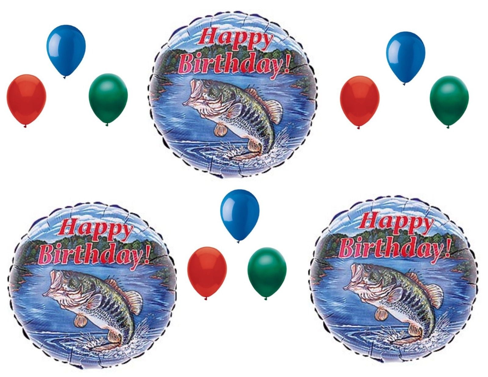 Bass Fish Fishing Birthday Party Balloons Decoration Supplies Camping 12  pcs 