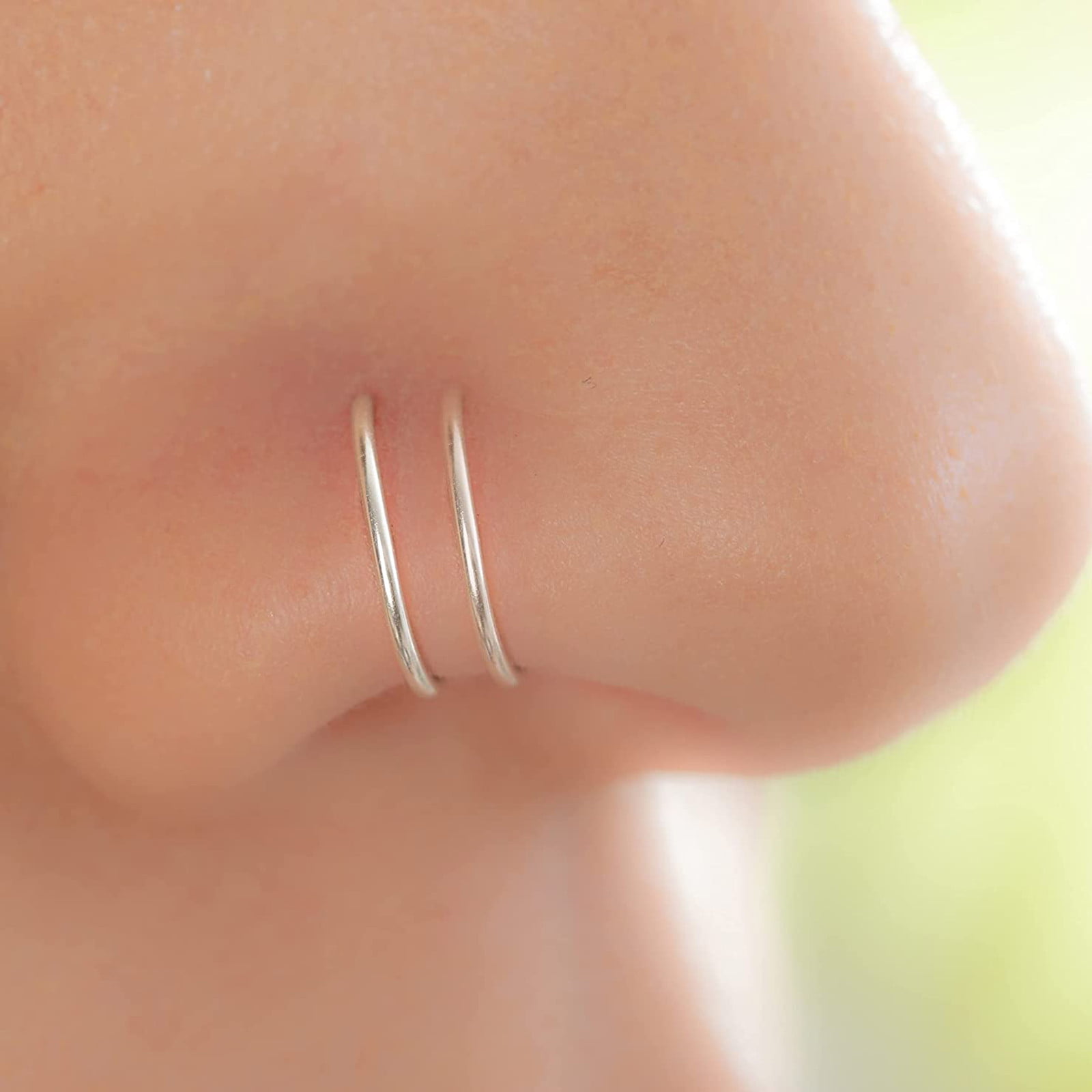 1-10PCS Double Hoop Nose Ring for Single Piercing 18G 20G 22G Spiral Nose  Rings | eBay