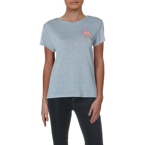 FREE PEOPLE Womens Blue Heather Short Sleeve Crew Neck T-Shirt Size: XS