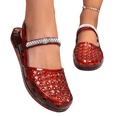 thumbnail image 2 of Domuza Women's Glitter Rhinestone Jelly Sandals, Breathable Hollow Mary Jane Slingback Flat Shoes for Summer Beach and Casual Wear Red 8（EU-40）, 2 of 5