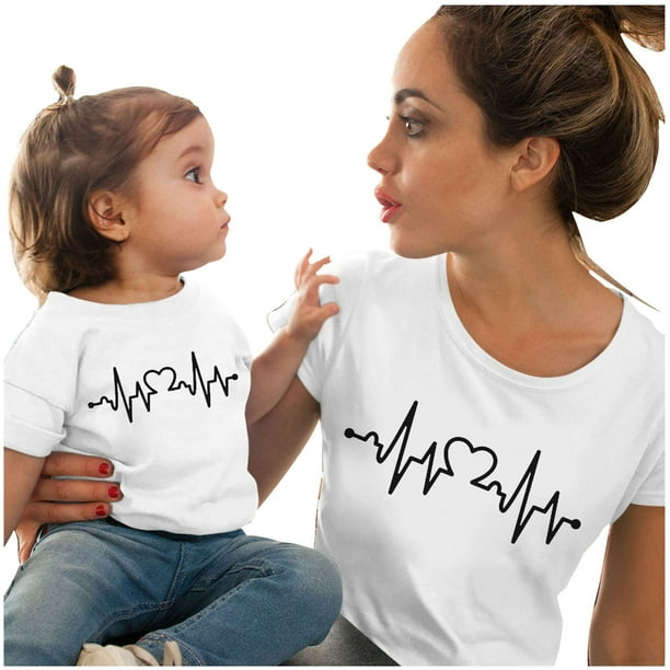 Tops de Mama Y Yo Trajes A Juego Ropa de Madre E Hija Camisetas de Manga Corta Con Estampado de Amor Tops Blusa Odeerbi ODB189832 Walmart en linea