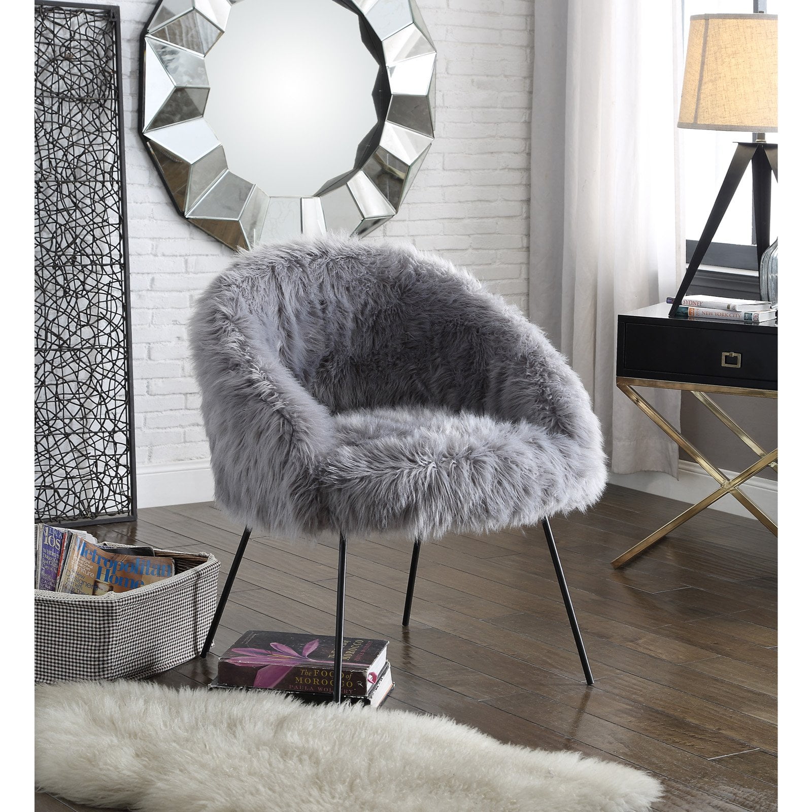 Inspired Home Norah Faux Fur Accent Chair