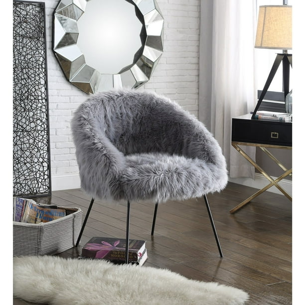 Inspired Home Norah Faux Fur Accent Chair Walmart Com Walmart Com