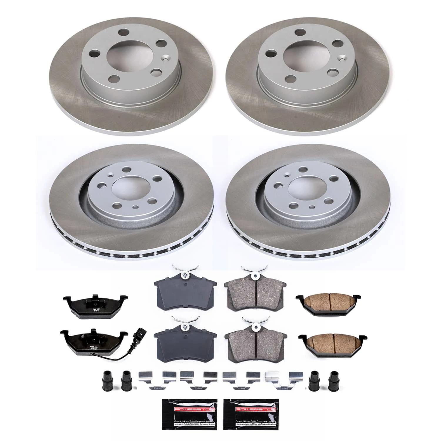 PowerStop Front and Rear Semi-Coated Rotor and Low-Dust Ceramic Brake Pad Kit SC840
