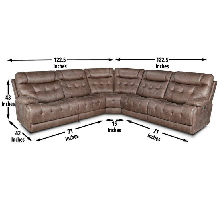 Jerome 5 Piece Modular Power Reclining Sofa Sectional Brown Com