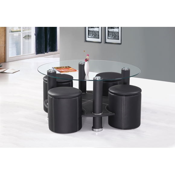 Ensemble Table Basse Noire et Tabouret