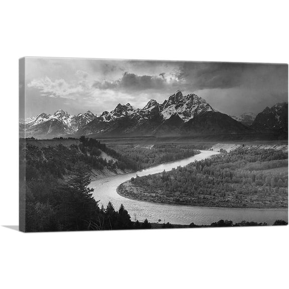 ARTCANVAS The Tetons - Snake River - Grand Teton National Park - Wyoming Canvas Art Print by Ansel Adams - Size: 26" x 18" (0.75" Deep)