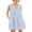 Blue, variant on Women U Neck Ruched Mini Dress Sleeveless Short Summer Party Dress with Side Pockets,Brown,M
