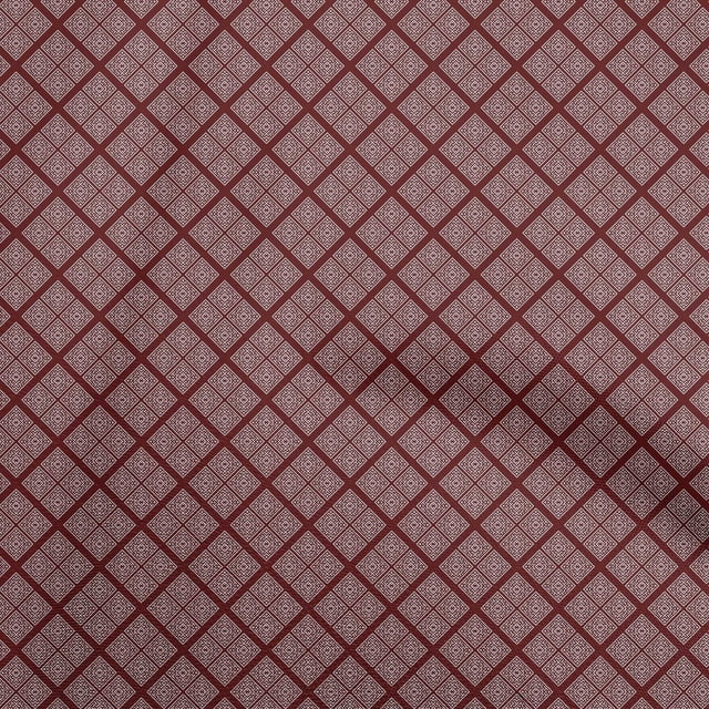 oneOone Polyester Spandex Maroon Fabric Geometric Sewing Material Print Fabric By The Yard 56 Inch Wide
