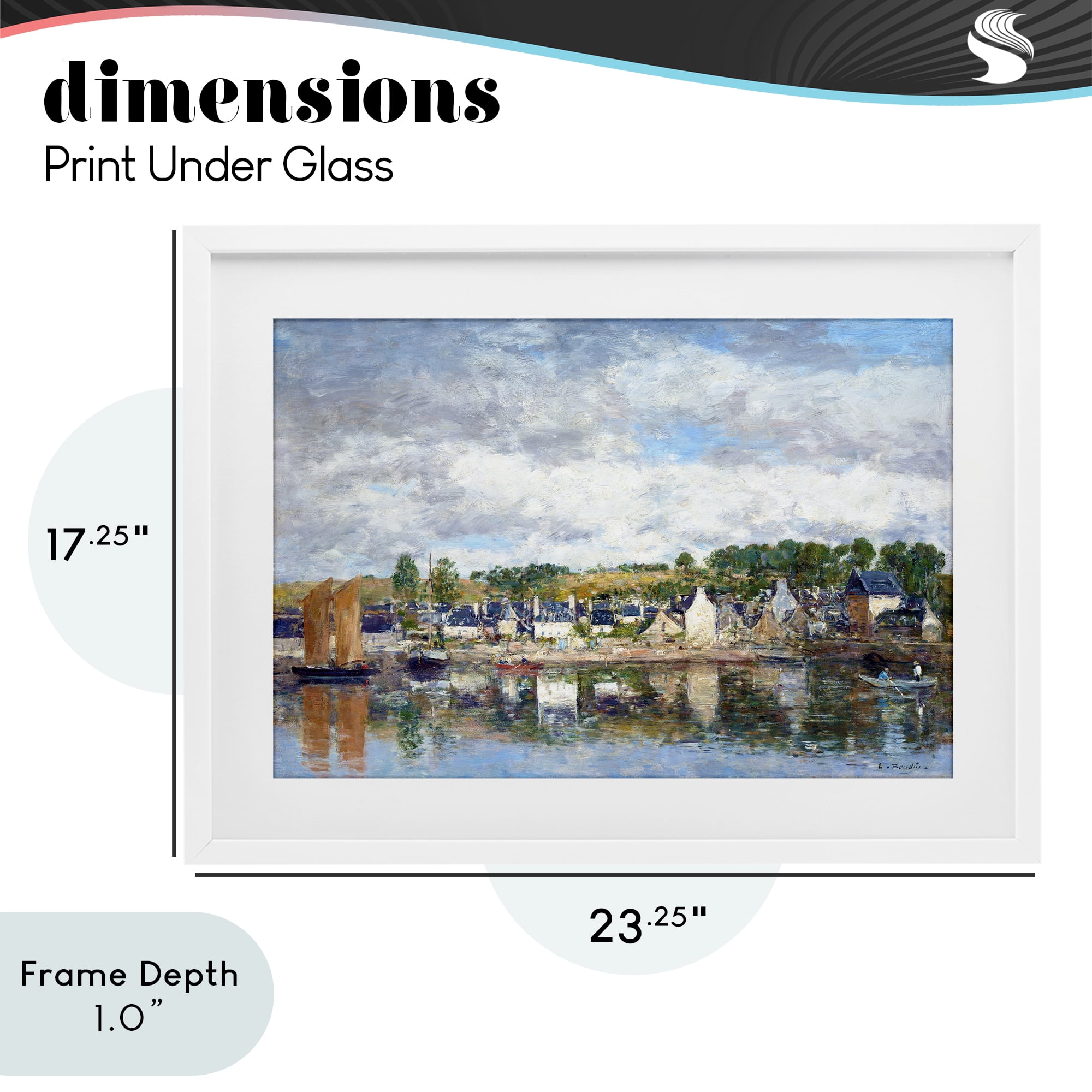 Stupell Industries Village By A River White Framed Print Under Glass, design by Eugene Boudin