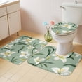 thumbnail image 4 of Spring Flower Bathroom Rugs Set Retro Watercolor White Floral Green Leaf Plant Non Slip Absorbent Soft Bath Mats 3 Piece Set with Bathroom Rug, U-Shaped Floor Mat, Toilet Seat Cover Large Size, 4 of 9
