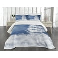 thumbnail image 3 of Ambesonne Abstract Art Quilted Bedspread Set 3 Pcs, Clouds Ship in Sky, King Size, Blue White, 3 of 5